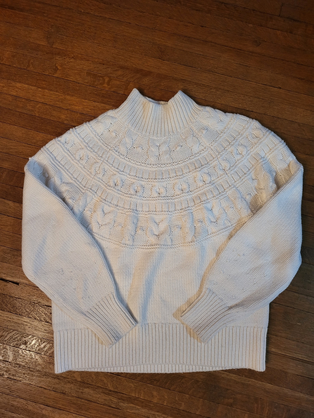 Banana Republic Cream Cable-Yoke Turtleneck Sweater